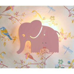roommate Elephant Lampa Rosa Elefant I Metall Tänd På Vägg