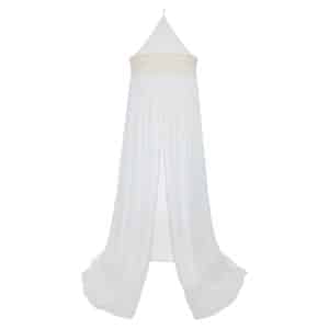 Produktbild på elfenbensvit sänghimmel med spetskant från Jollein för en bohemisk stil i barnrummet.